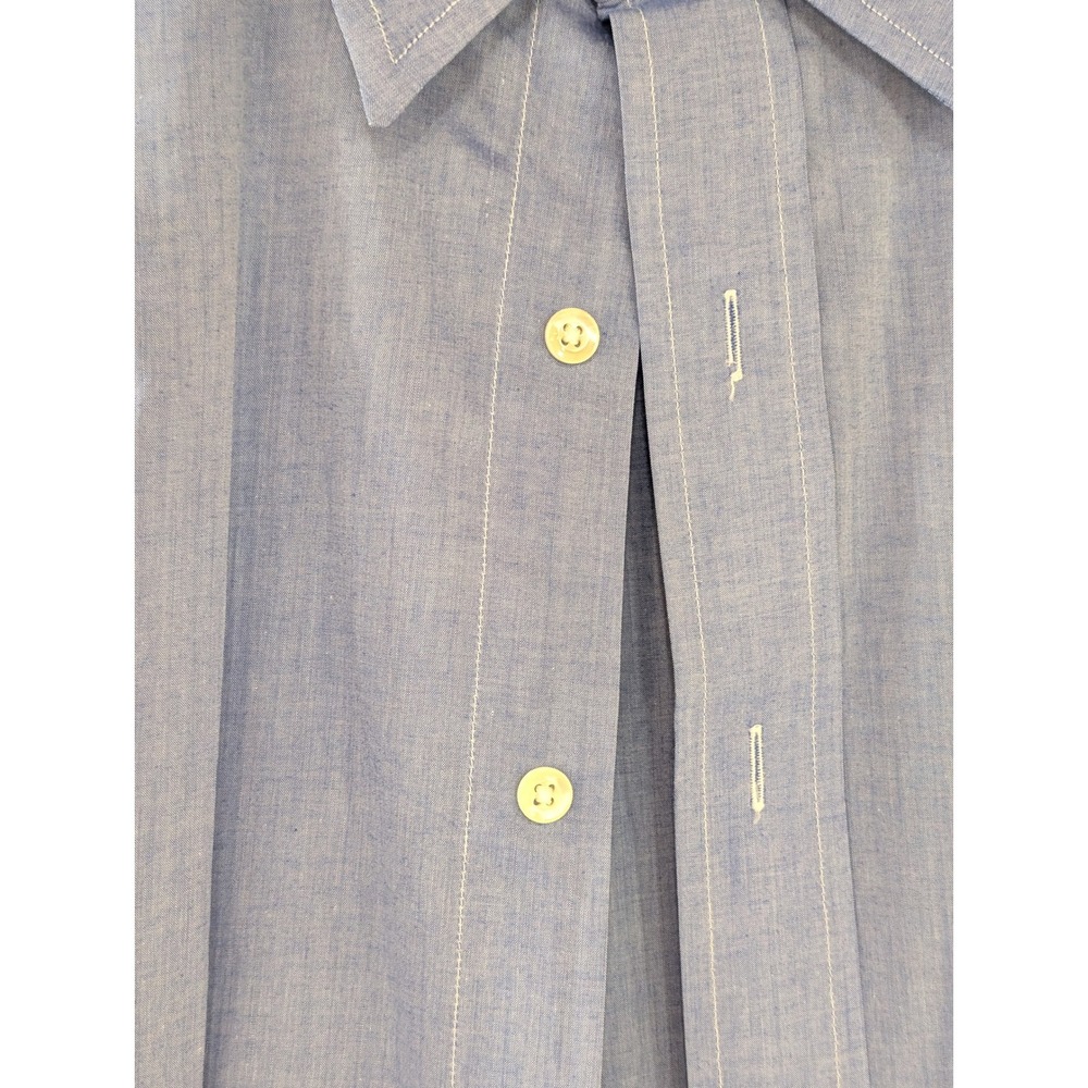 Tom James Mens Blue Custom Tailored Long Sleeve Dress Shirt Button Down 17" Neck - Picture 4 of 8